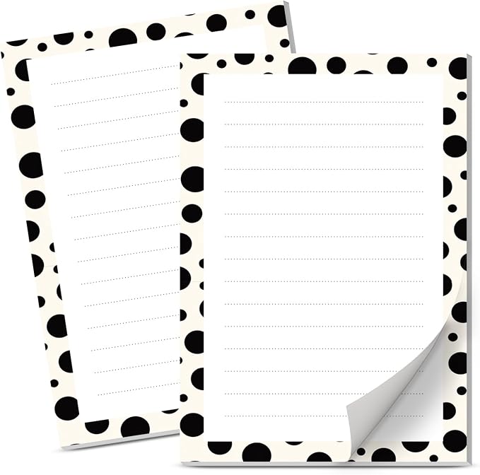 Lined Sticky Notes 4x6 in, 2 Pack Large Cute Notepads with Lines Self-Stick Note Pad, Funny Memo Pads Strong Adhesive for Office, Home Cute Polka Dots