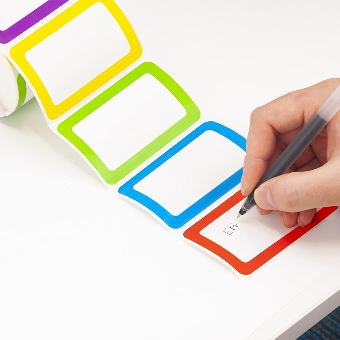 L LIKED 500 Stickers - 3.5" x 2.25"Colors Plain Name tag Labels with Perforated Line for School Office Home (Blank - 500 Labels) (Pack of 2)