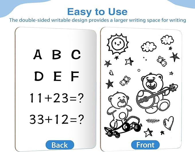 2 Packs Dry Erase LapBoards with 2 Erasers and 2 Markers, 12.5" x 9" Double Sided Whiteboards, Dry Erase Boards for Students Teachers Kids Learning Education Home Classroom Office Meeting Group