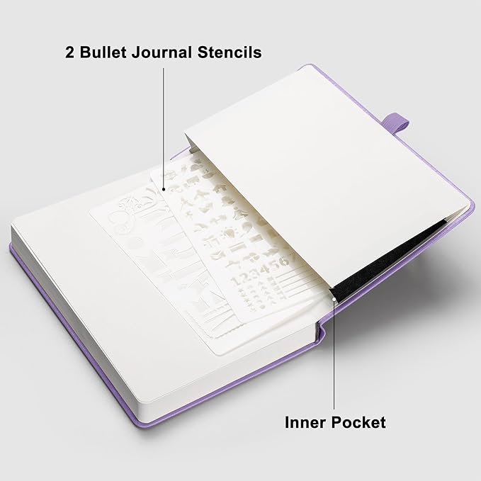 RETTACY Blank Journal Notebook, 192 Pages, A5 Medium Size (5.7'' x 8.3''), Leather Hardcover, 100 GSM Thick Paper, for Sketching, Drawing, Painting (Purple)
