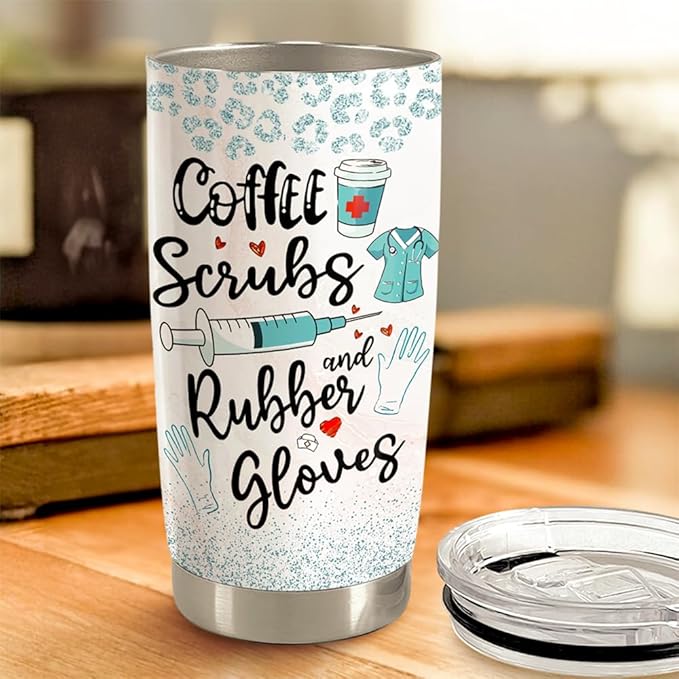 SANDJEST Nurse Tumbler 20oz Stainless Steel Insulated Coffee Travel Mug Cup for Nurses Nursing Student Female Friends Nurse Gift for Nurses Week Birthday Christmas Graduation
