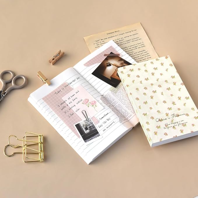 Monolike Olivia's Flowers Paperback Line Notebook - 02. Ivory_Design note, Mini note, Simple note, Notebook, 192 Pages, 4.13x6.69