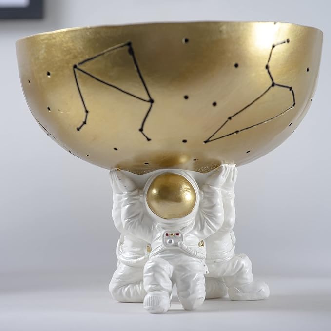 Astronaut Decorative Bowl for Sundries, Spaceman Candy Bowl, Key Holder and Jewelry Storage Box, Astronaut Decor, Gifts for Spaceman Lover, Resin, 5.09" W