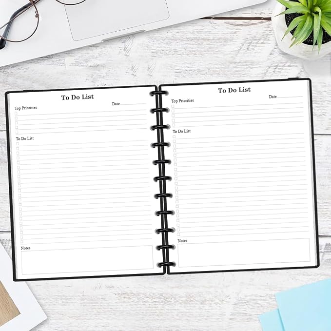 Letter Size TUL Discbound To Do List Refills, 11 Disc Daily Planner Insert, 100Sheets / 200Pages To Do Paper, 100gsm White Paper, 8.5'' x 11''