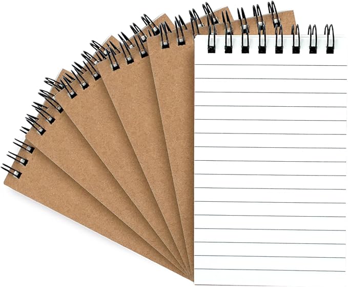 wavamawa Pocket Notebooks, 3x5 Small Notepads, Mini Top Spiral Notebook, Little Size, Lined College Ruled Paper, Tiny Memo Pads for Home, Office, Work, School, Meeting, or Travel,6 Pack