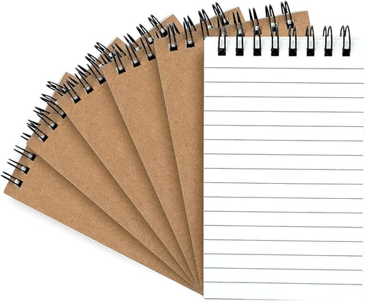 wavamawa Pocket Notebooks, 3x5 Small Notepads, Mini Top Spiral Notebook, Little Size, Lined College Ruled Paper, Tiny Memo Pads for Home, Office, Work, School, Meeting, or Travel,6 Pack
