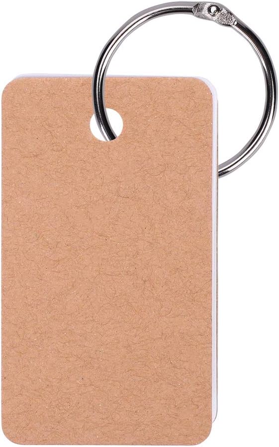 Mini Blank Flash Cards with Binder Rings Kraft Paper Blank Index Cards 4x6 with Punched Holes Easy Flip Flash Card White Study Note Cards Unruled Memo Scratch Pads Small DIY Greeting Cards 5 Pack