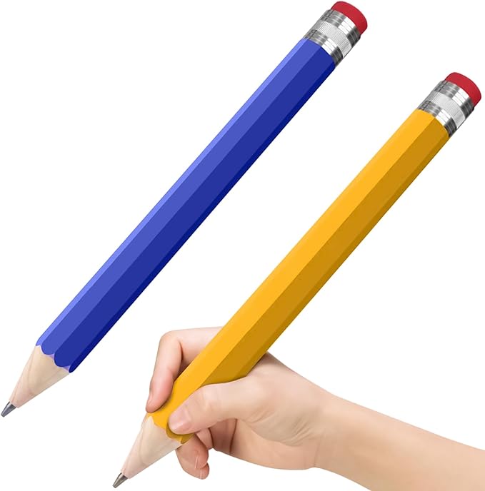 Wooden Jumbo Pencils 13.3'' Funny Giant Pencil For Party Favors Novelty Large Pencil For School Home Office Prop Supplies 2pcs Blue Yellow