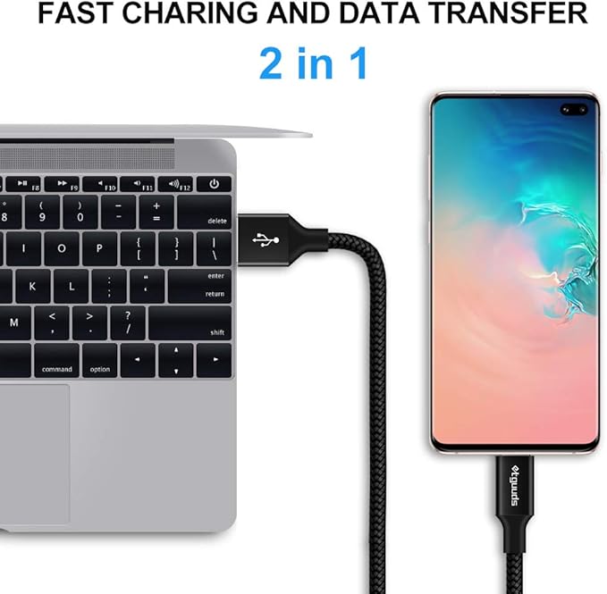 etguuds USB A to USB C Cable 6ft, 2-Pack, 3A Fast Charging Type C Charger Cord for iPhone 17 16 15 Pro Max 16e 17 Air, Samsung Galaxy S25 S24 S23 S22 S21 S20 A17 A16 A56 A55 Flip Fold, Black