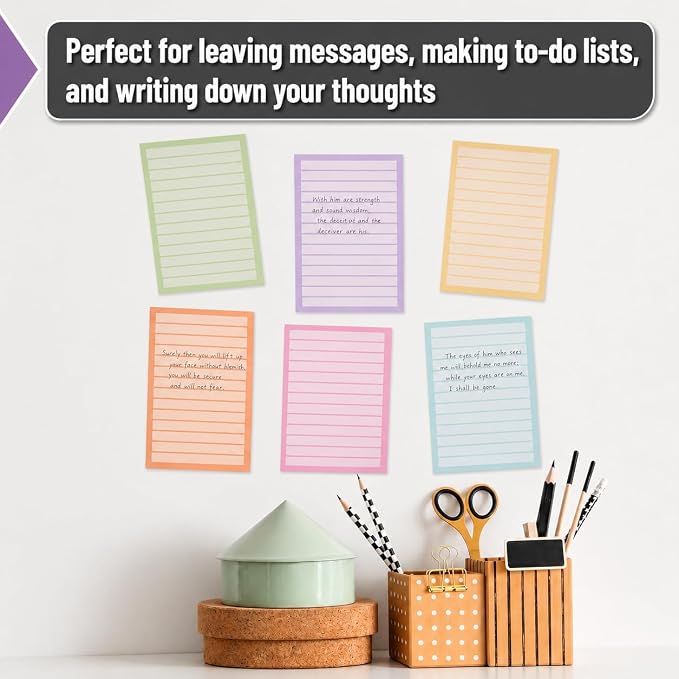Mr. Pen- Lined Sticky Notes, 4" x 6", 6 Pads, 270 Sheets