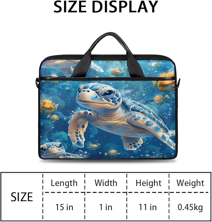 Ocean Turtle Laptop Sleeve Case for 13-15 inch Computer Bag Protective Laptop Handle Bag for Women Men