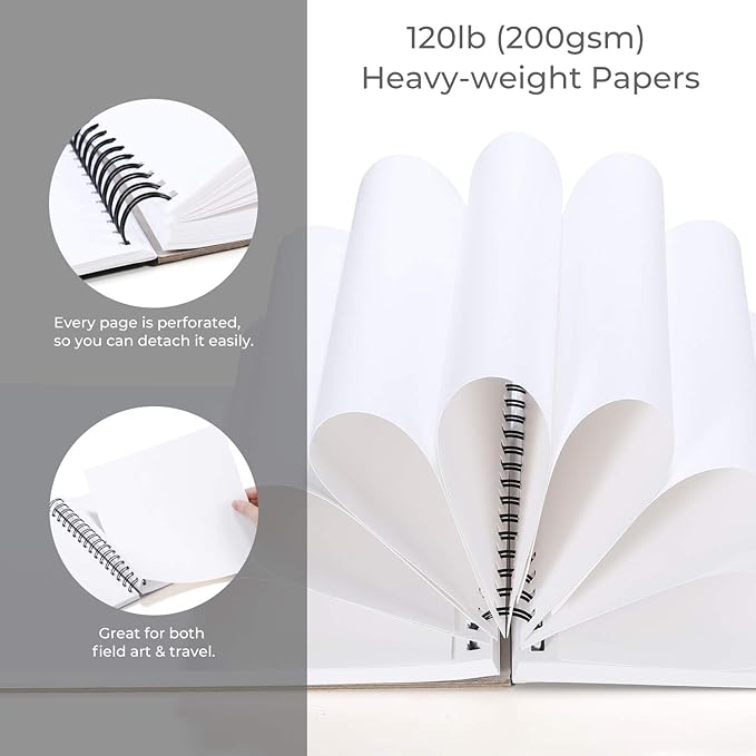 Ohuhu Marker Pads Art Sketchbook, 16.5"x11.7" XL A3 Large Paper Size, 120 lb/200 gsm Heavy Smooth Drawing Papers, 48 Sheets/96 Pages, Spiral Bound Sketch Book for Alcohol Markers Christmas Gift