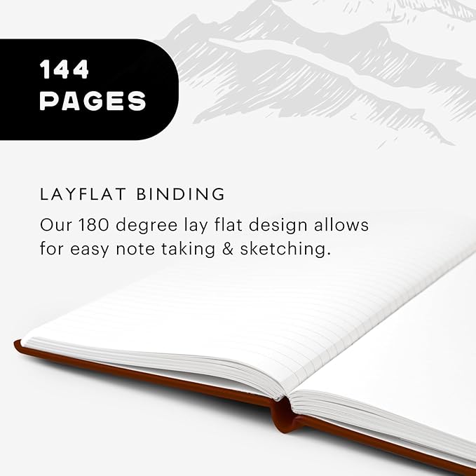 Stone Journal Chef Notebook – 13 × 21 cm Waterproof Paper, 144 Pages, Half Lined & Half Blank, Vegan Leather Hardcover, Kitchen Conversions, Premium Journal (Tan Brown)