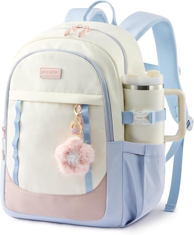 LOVEVOOK School Backpack for Teen Girl, Cute Student Bookbag Fits 15.6 Inch Laptop, Back to School Backpack Purse for Teenagers, Casual Daypack Kid Back Pack Travel Bag, Gift