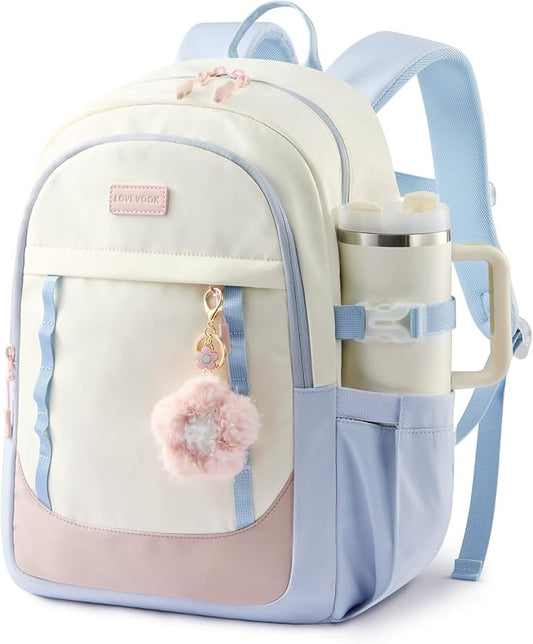 LOVEVOOK School Backpack for Teen Girl, Cute Student Bookbag Fits 15.6 Inch Laptop, Back to School Backpack Purse for Teenagers, Casual Daypack Kid Back Pack Travel Bag, Gift