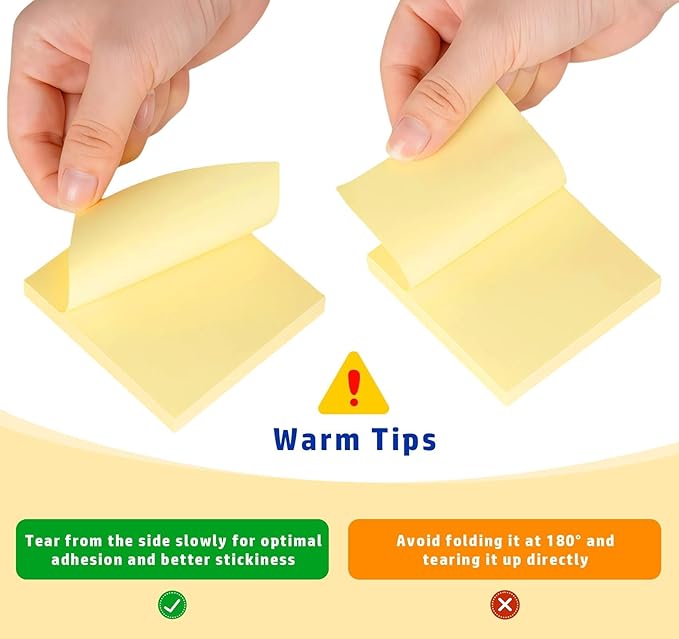 24 Pack Yellow Sticky Notes Mini,2x2 in Small Sticky Notes,2400pcs Notes Pads,Clean Removal,Strong Self-Adhesive Notes Easy to Post Bulk for Enterprise,Office Meetings & Brainstorming,School