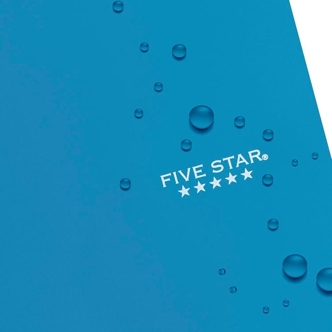 Five Star Spiral Notebook, 3 Subject, Wide Ruled | 8" x 10-1/2" | 150 Sheets | Water Resistant | Tidewater Blue | Pack of 6