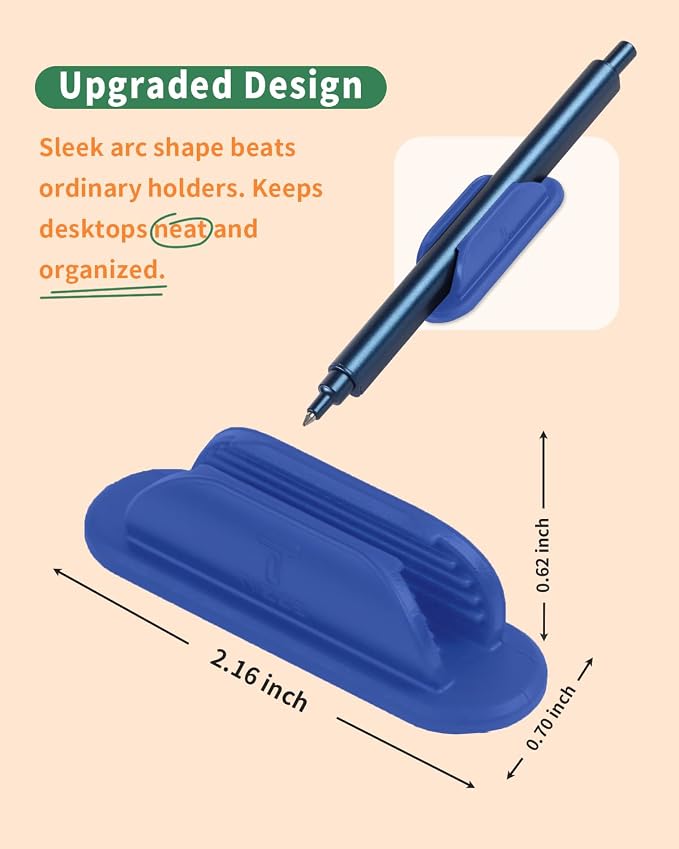 Tiizze Adhesive Pencil Holders for Desk Set of 10 - Silicone Pen Holder with 15 PCS Adhesive Pads - Flexible Pencil Holder for Office Essentials Accessories and Teacher Supplies…