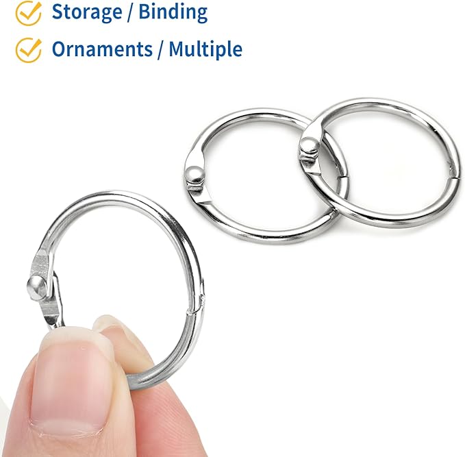 Binder Rings 1 Inch, 85 Pack – Heavy-Duty Nickel-Plated Ring Clips and Metal Rings for Crafts, Index Cards, Flashcards, Paper, and Loose Leaf – for School, Office, and Home Use