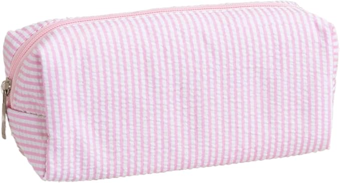 Cute Large Capacity Pencil Case | Aesthetic Striped Pencil Pouch for Office Supplies Organizer(Pink)