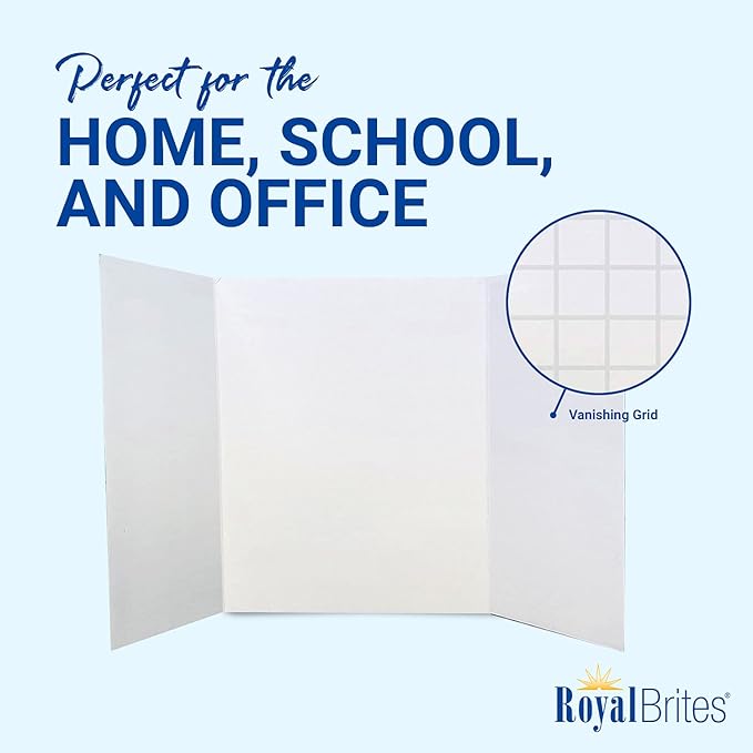 Royal Brites White Trifold Presentation Board, High Quality Foam Board, 22x28 Inches