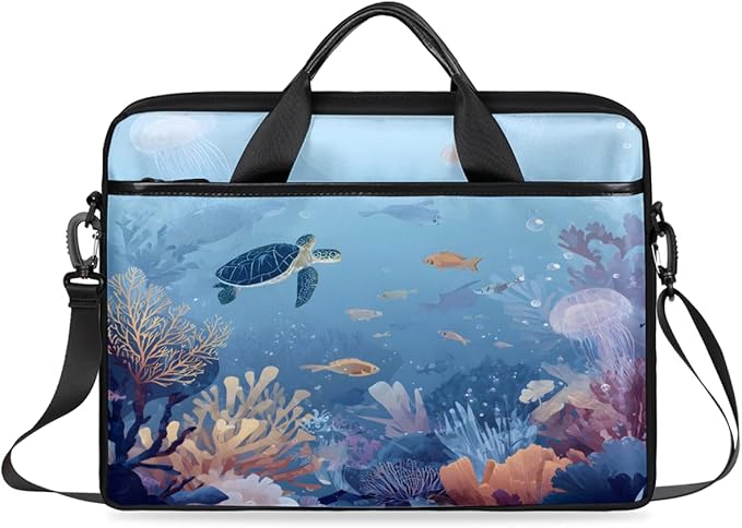 Blue Sea Turtle Laptop Sleeve Case for 13-15 inch Computer Bag Protective Laptop Handle Bag for Women Men