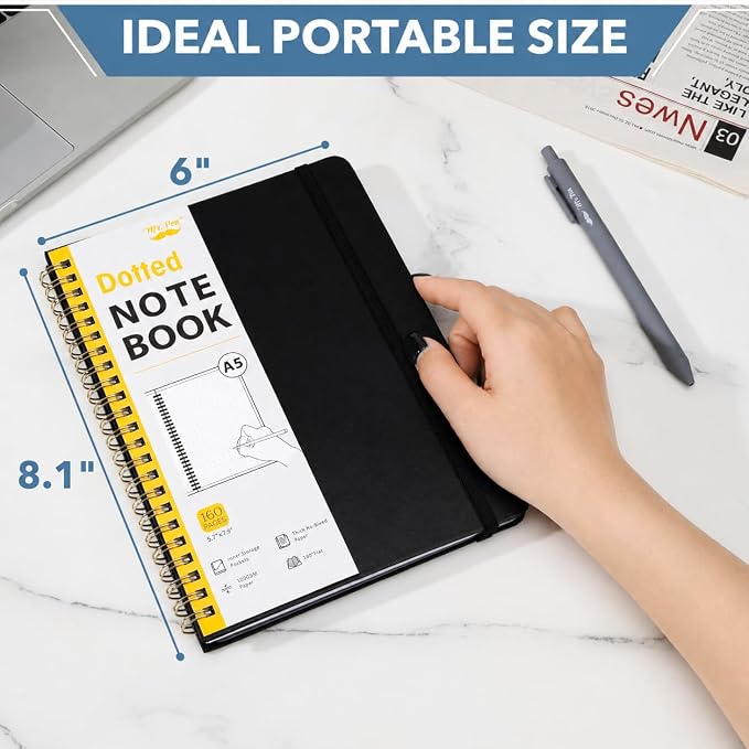 Mr. Pen- Dotted Spiral Journal Notebook Set, A5 (5.7"x7.9"), 160 Pages
