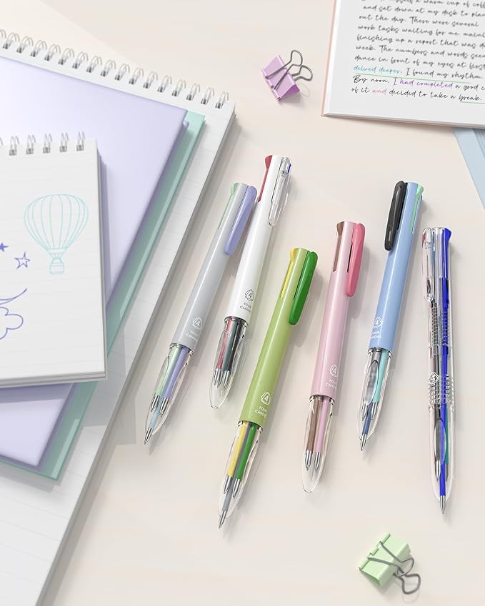 Four Candies Multicolor Pen, 4-in-1 Gel Ink Pens, 6 Pack, 18 Colors, 0.5mm | Retractable Multi Color Pens Fast Dry, Gift Pens for Planner Journaling,Back to School Supplies & Nurse Accessories for Work