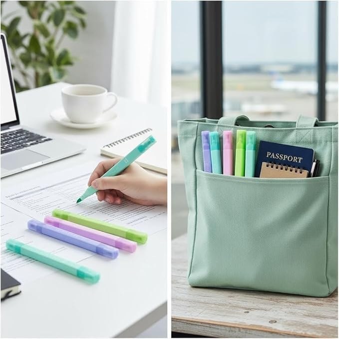 konket 6Pcs Aesthetic Cute Highlighters with Soft Chisel Tip,Bible Highlighters No Bleed, Quick Dry Highlighter Markers