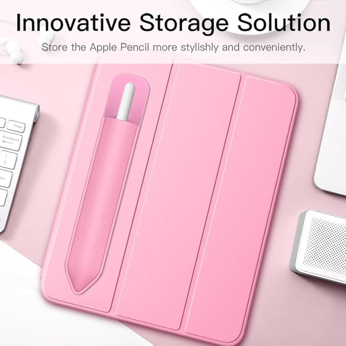 MoKo Pencil Holder Sticker Fit Apple Pencil Pro/ (USB-C)/ 1st/ 2nd Generation, Elastic Pencil Pocket Pouch Adhesive Sleeve Attached to iPad Case for Stylus Pens, 2 Pieces Flowers Pink