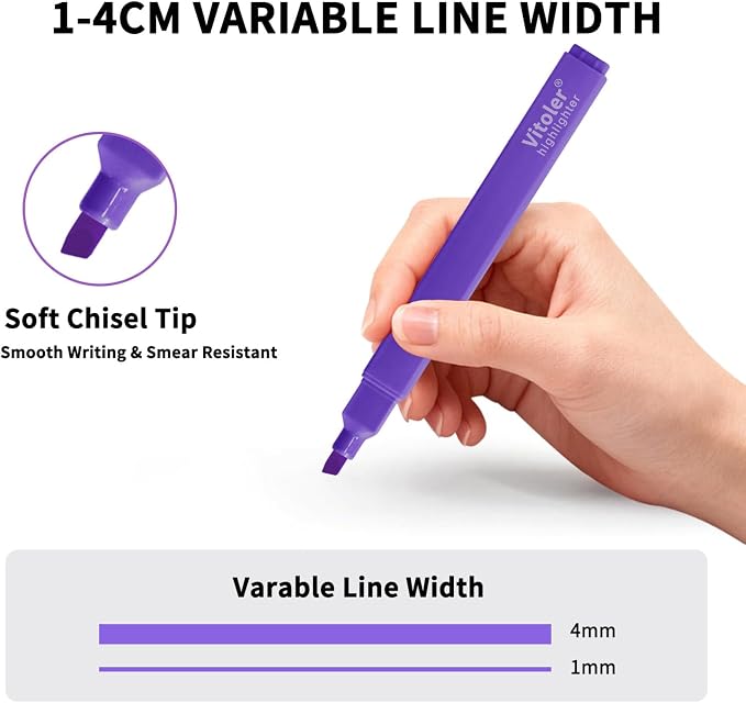 Vitoler Aesthetic Highlighters and 0.5mm Black Gel Pens，12 Pack | Assorted Colors Highlighters for Study, Journaling and Teacher Nurse Gifts