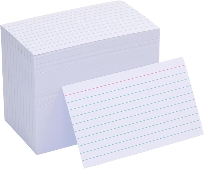 Extra Heavyweight 3x5 Inch Ruled Index Cards, Made of 92lb Weight Thick Paper Ruled Notecards, Double Sided Thick Flash Cards for Note-Taking, Studying, Ideal for School, Home and Office - 300 Count