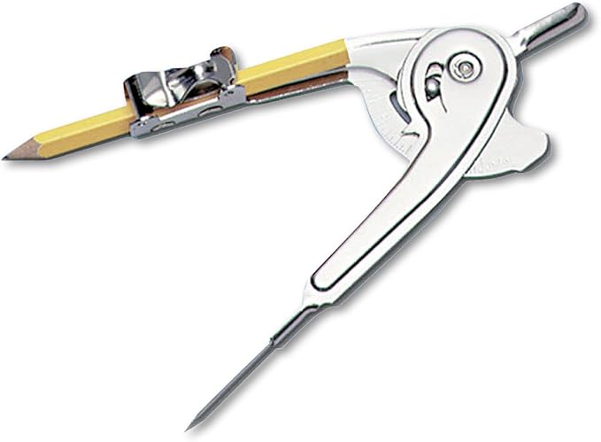 Charles Leonard Ball Bearing Compass with Golf Pencil, Up To 12 Inch Diameter, Silver, 12-Pack (77360)