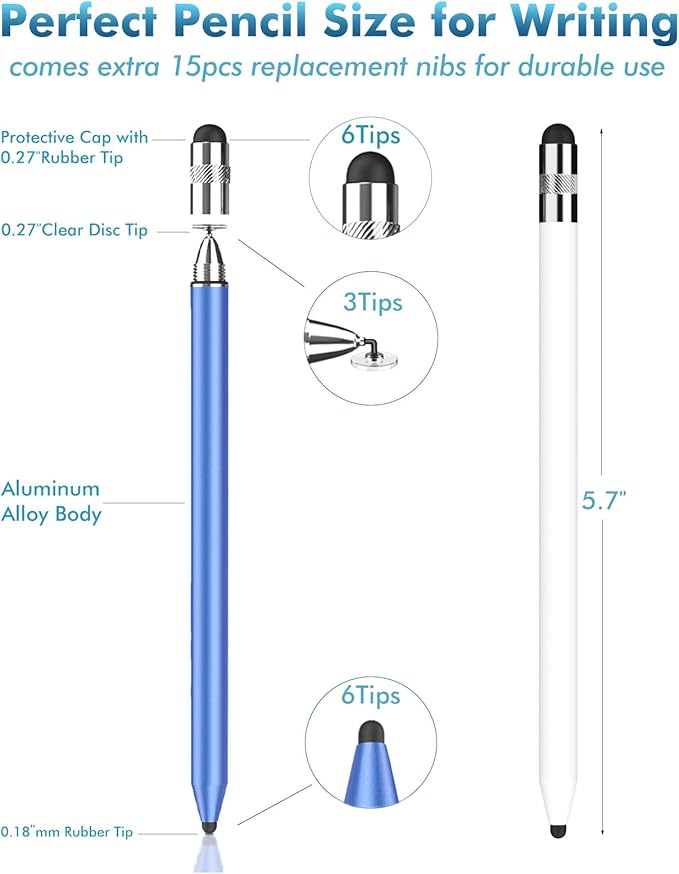 Stylus Pen for Touchscreen, 3-in-1 Rubber Disc Stylus, High Sensitivity and Precision, Universal Stylus Pen Compatible for Ipad,iPhone Android Kindle All Capacitive Tablets