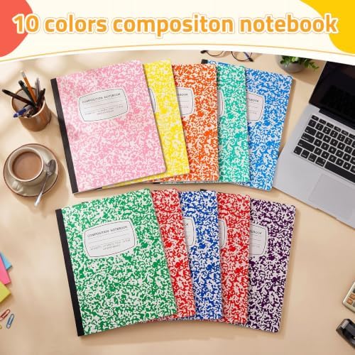 Fainne 100 Pack College Ruled Composition Notebooks Bulk B5,Multicolor