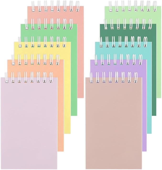Hxezoc 10 Pack Small Pocket Notebooks, 3 x 5 Inches Mini Colorful Spiral Pocket Notebook with Lined Pages Memo Pads for Kids Home Office School Classroom Decoration Supplies