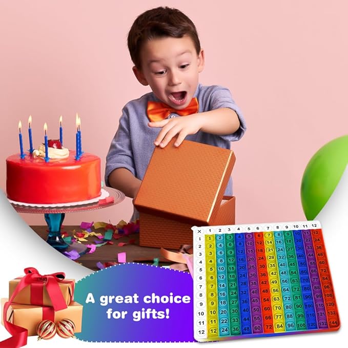 Rainbow Multiplication Table Game Flash Card Chart Math Manipulatives 12x12 Math Multiplication Teaching Tools Supplies for 3rd 4th 5th Grade, Classroom Homeschool Wall Chart