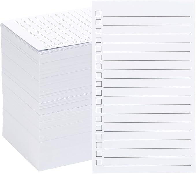 400 Pack Vertical Ruled Index Cards 3x5 with Check Boxes for Daily To Do Checklists and Tasks, Thick Card Stock Office Supplies, White