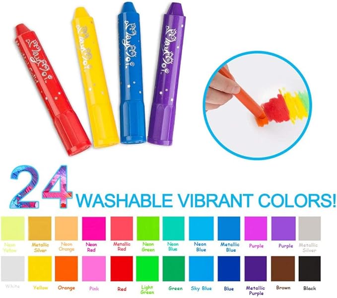 MayMoi Tempera Paint Sticks - 24 Bright Colors, Quick Drying, Easy to Color and Washable Crayons for Teens and Students