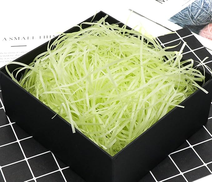 Easter Grass, 100g Shredded Paper for Gift Box, Crinkle Cut Paper Shred Filler for Gift Wrapping & Basket Filling(Light Green)