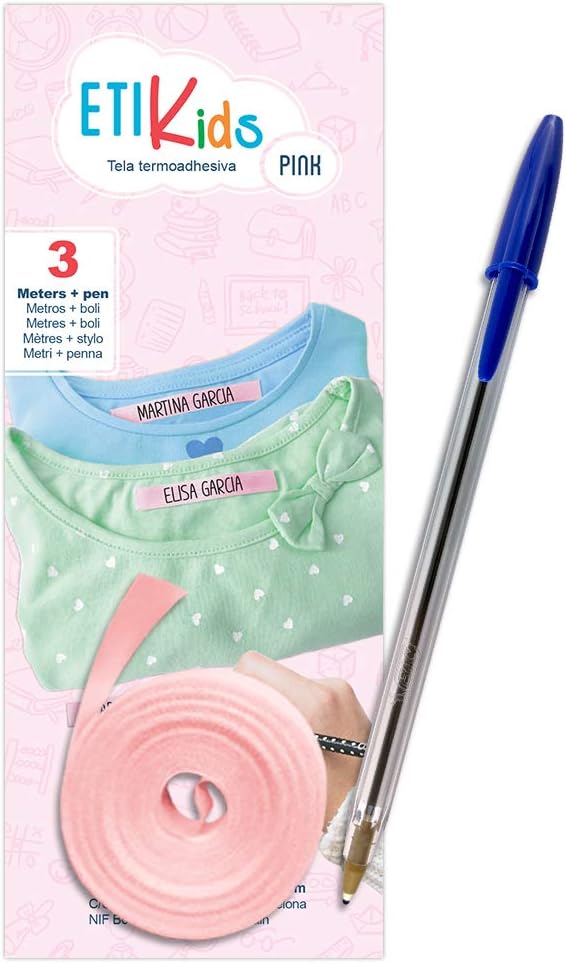 Write On Tape Pink. Iron on Fabric Labels. with Pen