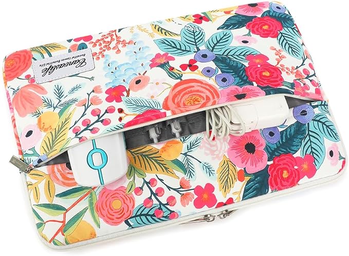Canvaslife Garden Rose Waterproof Pattern 13 inch Canvas Laptop Sleeve with Pocket 13 inch 13.3 inch Laptop 13 case13 Sleeve