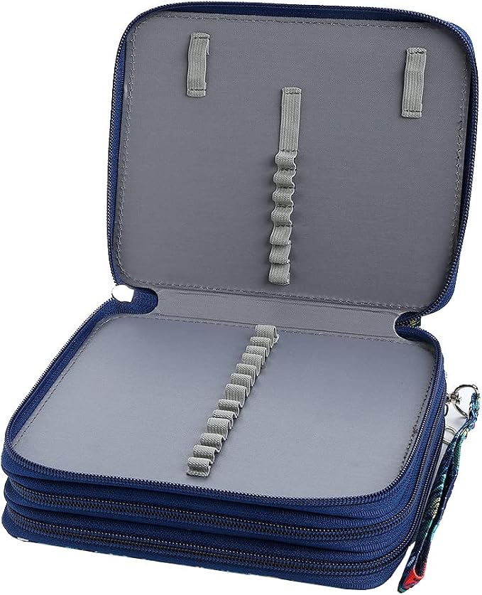72 Slots Pencil Case Organizer w/Removal Handle Strap | 3-Layer Zipped Pencils Box Large for Colored Pencils Watercolor Pencils for Office and Travel for Artist