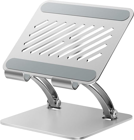 tounee Tablet Holder Stand, Dual Rod Adjustable Aluminum Desktop Stand, Compatible with 4.7-16.9" iPads, Surface Tablets, Portable Monitors, Kindle & More (Silver)