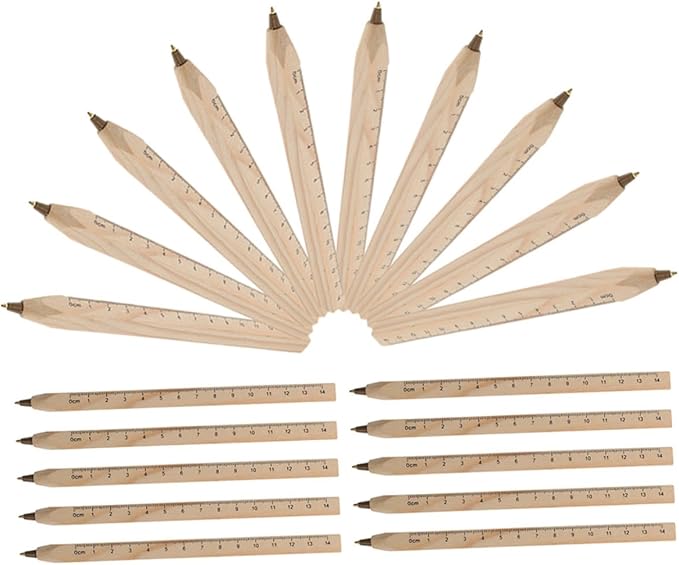 Zerodeko 20pcs Biodegradable Solid Wood Ballpoint Pens Black Carpenter Marker Signature Pens for Woodwork Supply and Engineering Drawing