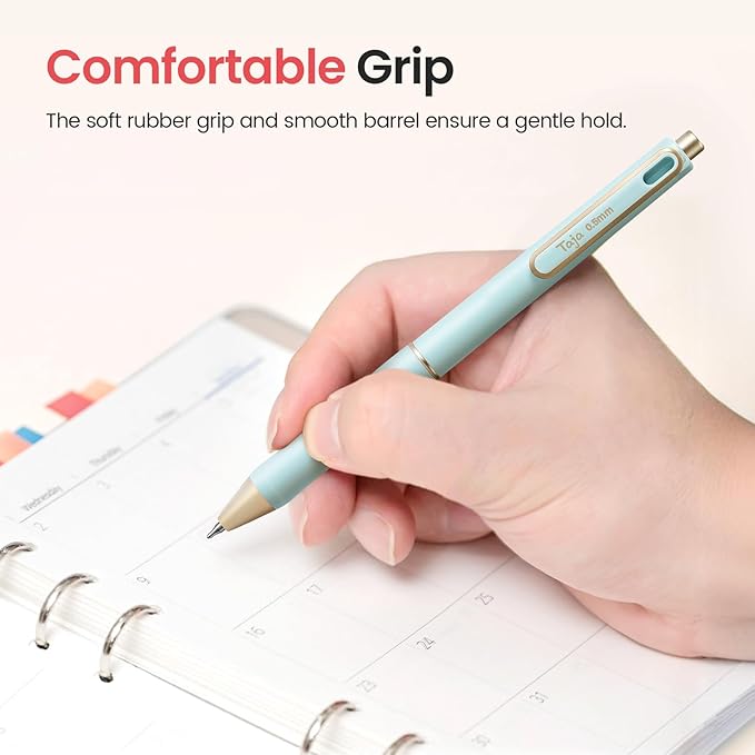 Taja Gel Pens, 6 Pcs Quick Dry Black Gel Ink Pens, 0.5mm Fine Point Smooth Writing Pens for Journaling and Note Taking, Cute Aesthetic Pens for Women & Men-Blue