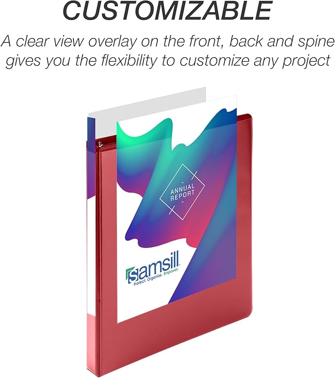 Samsill Durable 0.5 inch 3 Ring Binder, D Ring Binder,100% Recycled Chipboard, Red, 12 Pack