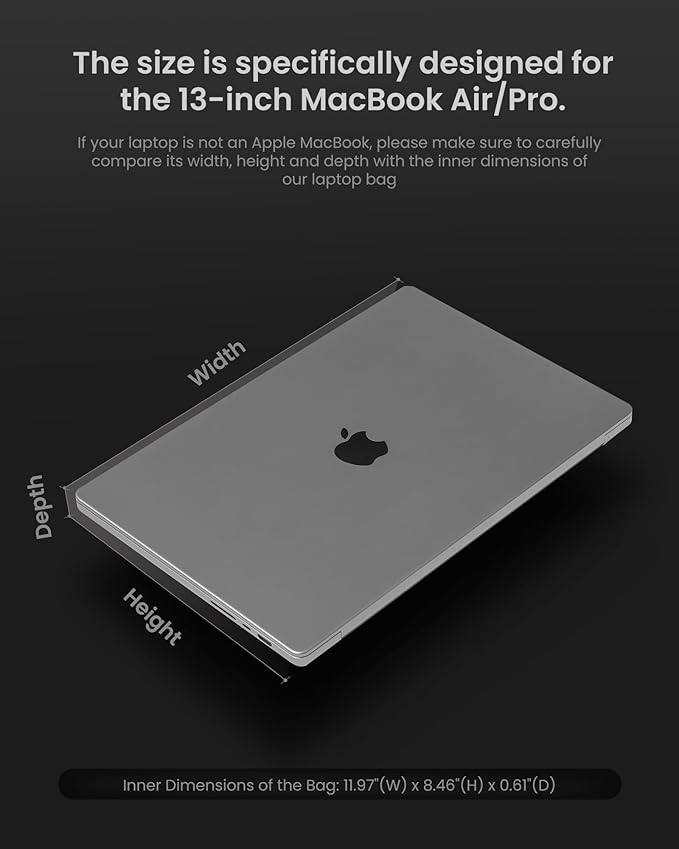 tomtoc Slim Laptop Sleeve for 13-inch New MacBook Air M5/A3449 2026 M4/A3240 M3/A3113 M2/A2681 M1/A2337, Water-Resistant Laptop Case Fits 13-inch MacBook Neo A18 & MacBook Pro M2/M1, Minimalist Design