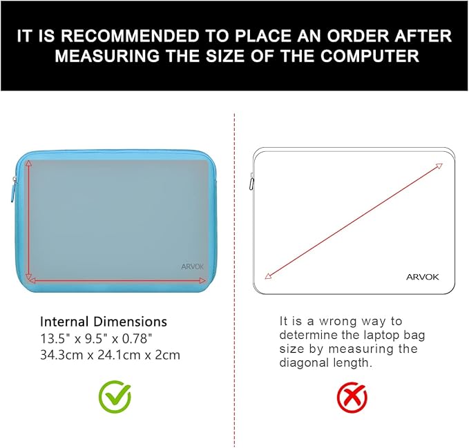 Arvok 13 13.3 14 Inch Laptop Sleeve Case for MacBook Pro/MacBook Air 13-14 inch, Water-Resistant Notebook Chromebook Computer Pouch, Carrying Bag Cover for HP/Dell/Lenovo/Asus/Acer, Baby Blue