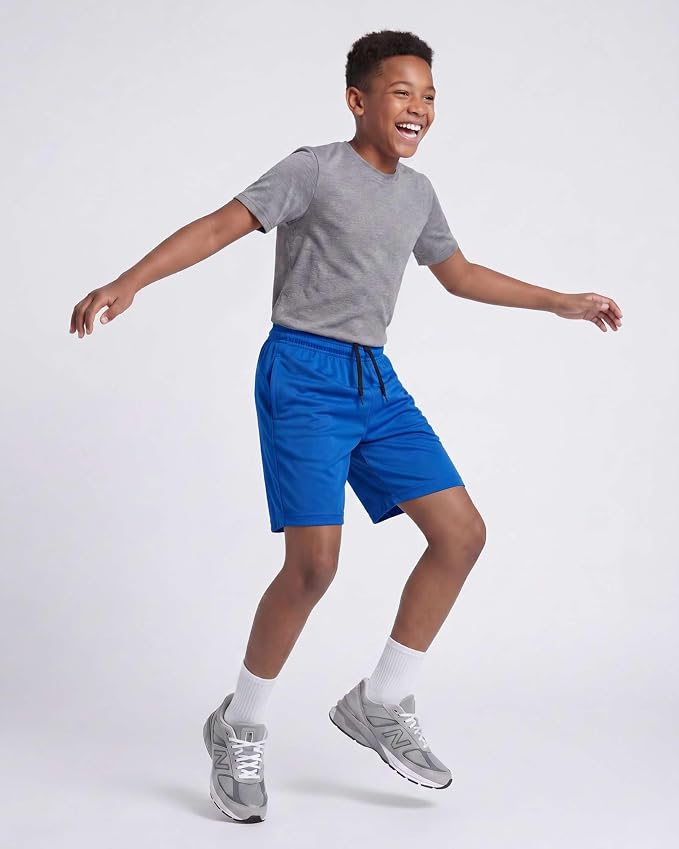 Real Essentials 5 Pack: Boys' Mesh Basketball Athletic Shorts with Pockets – Teen Kids Youth Quick Dry Soccer Running Gym